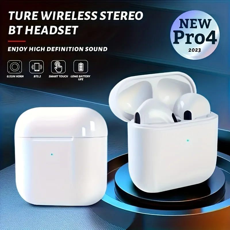 Pro 4 TWS Wireless Earbuds – Bluetooth 5.3, Waterproof, with Mic. Premium sound for Xiaomi & iPhone!